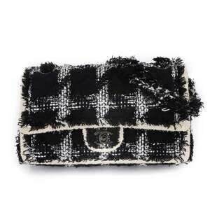 CHANEL Matelasse Chain Shoulder Bag in Tweed Leather, Black and White with Ha...